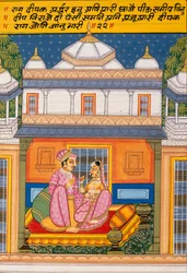 Miniaturmalerei auf Papier, Rag Deepak, Nathdwara-Schule