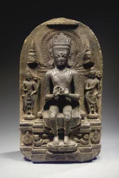 Pala-Stil Stele mit gekröntem Buddha, Nordostindien