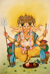 Panchmukhi Lord Ganesh Ganpati Miniaturmalerei auf Papier