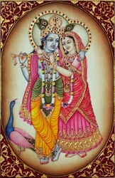 Radha Krishna Miniaturmalerei auf Elfenbein
