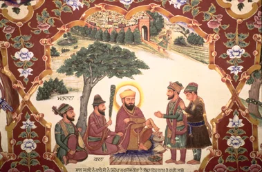 Religiöses Gemälde im Gurudwara Baba Atalti