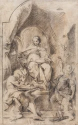 Anbetung der Madonna mit dem Kind, dem hl. Hieronymus und einem Schutzengel