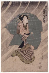 Schauspieler Iwai Shijaku in einer Frauenrolle