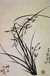 Orchideen. Koreanischer Druck der YI-Dynastie.