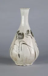 Vase mit Chrysanthemen- und Hausdesign, Choson-Dynastie
