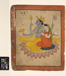 Vishnu mit Lakshmi auf einer Lotusblume, ca. 1780