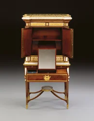 Ein russischer Ormolu-weißer Marmor und Mahagoni bonheur du jour, ca. 1790
