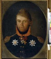 Porträt von Dmitri Petrowitsch Newerowski (1771-1813). Russischer Militär, in Uniform mit Ehrenmedaillen.