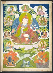 Eine von 12 Zeichnungen, die tibetische Gottheiten darstellen, von einem tibetischen Künstler, wahrscheinlich in Lhasa, ca. 1800