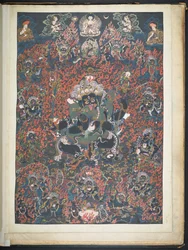 Eine von 12 Zeichnungen tibetischer Gottheiten von einem tibetischen Künstler, wahrscheinlich in Lhasa