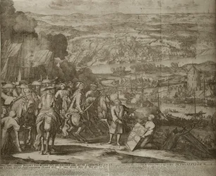 Belagerung der türkischen Festung Asow durch russische Truppen im Jahr 1696, um 1700