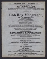 Theaterprogramm für das Theatre Royal, Edinburgh