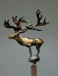Skythische Kunst: Ornament, das einen Hirsch darstellt. Aus Altai, 5. - 3. Jahrhundert v. Chr.