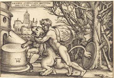 Herkules tötet den nemeischen Löwen