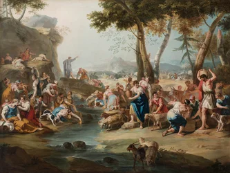 Moses schlägt den Felsen