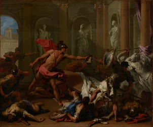 Perseus konfrontiert Phineus mit dem Kopf der Medusa
