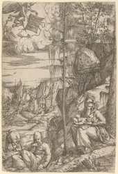 Landschaft mit Rast auf der Flucht nach Ägypten