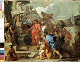 Der Kaiser Augustus besucht das Grab Alexanders des Großen während seines Ägyptenfeldzugs