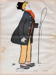 Albert Jules Dumont (1862-1932) genannt Albert Brasseur, Schauspieler des Boulevardtheaters und der Operette im Journal des Variétés - Karikatur von SEM (Georges Goursat) (1863-1934) in „Le rire“ von 1902