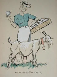 Käsemacherin und ihre Ziege, Karikatur aus 