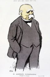 Porträt von Georges Clémenceau - gezeichnet von Sem (1863 - 1934), in „Fantasio“ vom 01/02/1918, Nr. 265
