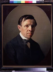 Porträt des Künstlers Sergey K. Zaryanko. Gemälde von Alexei Mikhailovich Kolesov (1834-1902), Öl auf Leinwand. Russische Kunst, Porträt des 19. Jahrhunderts. Staatliche Tretjakow-Galerie