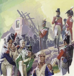 Verwundete Soldaten nach der Schlacht von Waterloo