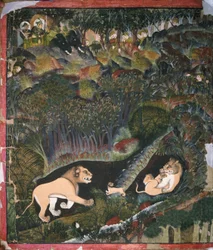 Brijnathji und Durjan Sal sichten ein Löwenrudel