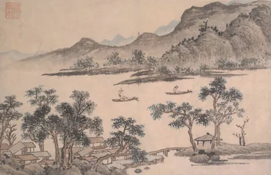 Landschaft mit Segelbooten