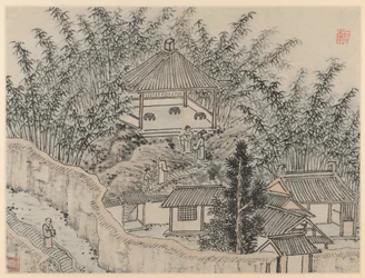 Zwölf Ansichten des Tigerhügels, Suzhou: Bambuspavillon, Tigerhügel, nach 1490