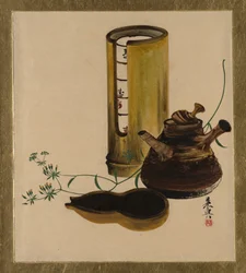 Lackmalereien verschiedener Motive: Sencha-Teeset, 1882
