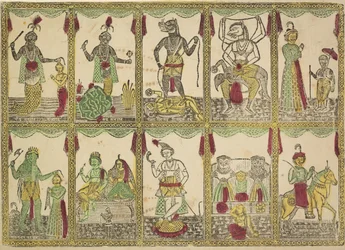 Die Dasavataras, zehn Inkarnationen Vishnus, 19. Jahrhundert