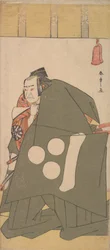 Der Schauspieler Nakamura Nakazo in Shibaraku in dunkelgrünen Roben, ca. 1781