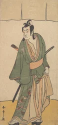 Der zweite Ichikawa Monnosuke in der Rolle von Soga no Juro Sukenari, 2. Monat, 1785