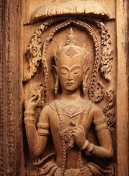 Tür mit einem Bild eines Schutzengels, aus der Ayutthaya-Periode