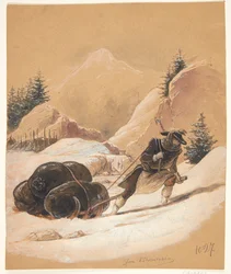 Mann mit Schlitten
