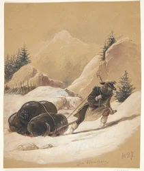Mann mit Schlitten