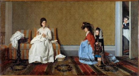 Kleine Mädchen spielen große Damen Zwei Schwestern verkleiden sich mit den Kleidern ihrer Mutter