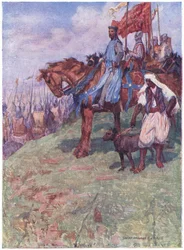 Der gute König saß zu Pferd etwa auf halber Höhe des Berges
