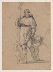 Der Heilige Rochus mit Hund und Engelchen