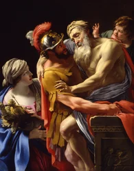 Äneas und sein Vater fliehen aus Troja, ca. 1635