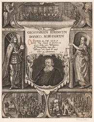 Titelblatt mit Porträt von C.O. Veile zu "Glosarium juridicum Danico - Norvegicum", 1652