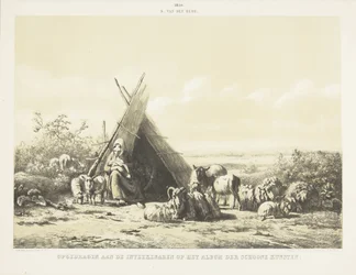 Familie bei einer Hirtenhütte