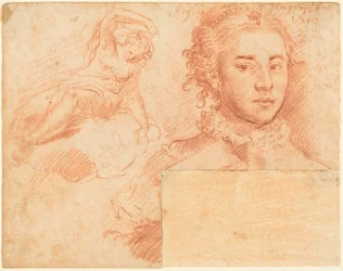 Porträt einer Königin und Studie einer auf einer Wolke sitzenden Frau; verso: schlafende Figur