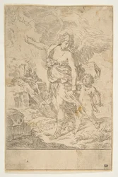 Ein Schutzengel, der mit einem Kind geht, ca. 1640