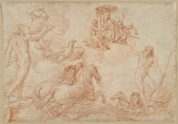 Jupiter, Neptun und Pluto huldigen dem Wappen von Kardinal Borghese