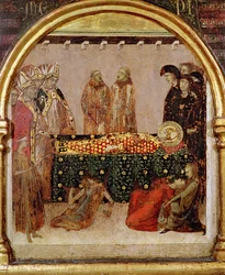 Heilung der Kranken am Todestag von St. Louis von Toulouse (1274-97) Predella-Panel vom Altar von St. Louis von Toulouse, 1317