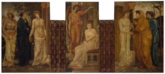 Amor und Psyche - Palastgrün-Wandgemälde - Psyches Schwestern besuchen sie im Haus des Amor
