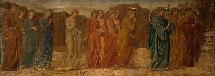Amor und Psyche - Palace Green Wandgemälde - Der König und andere Trauernde verlassen Psyche