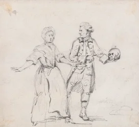 Zwei Figuren mit einem Schädel